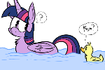 Winged ponies swimming is a really funny thing