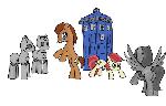 The Doctor, Rose, Weeping Pegasus, and Cyberponies