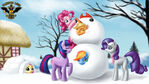Mane Six Playing in the Snow