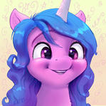 Smiling unicorn pony Izzy portrait