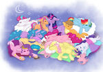 MLP G4 and G5 Mane 6 and Mane 5 sleeping together