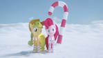 Pinkie and Applejack and the Candy Cane Pole