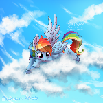 Rainbow Dash in the Clouds