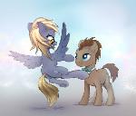 Derpy and Doctor Whooves in the mist
