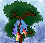 Rainbow Dash sleeping in tree